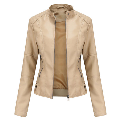 Stylischer Damen Leder-Mantel Slim Fit