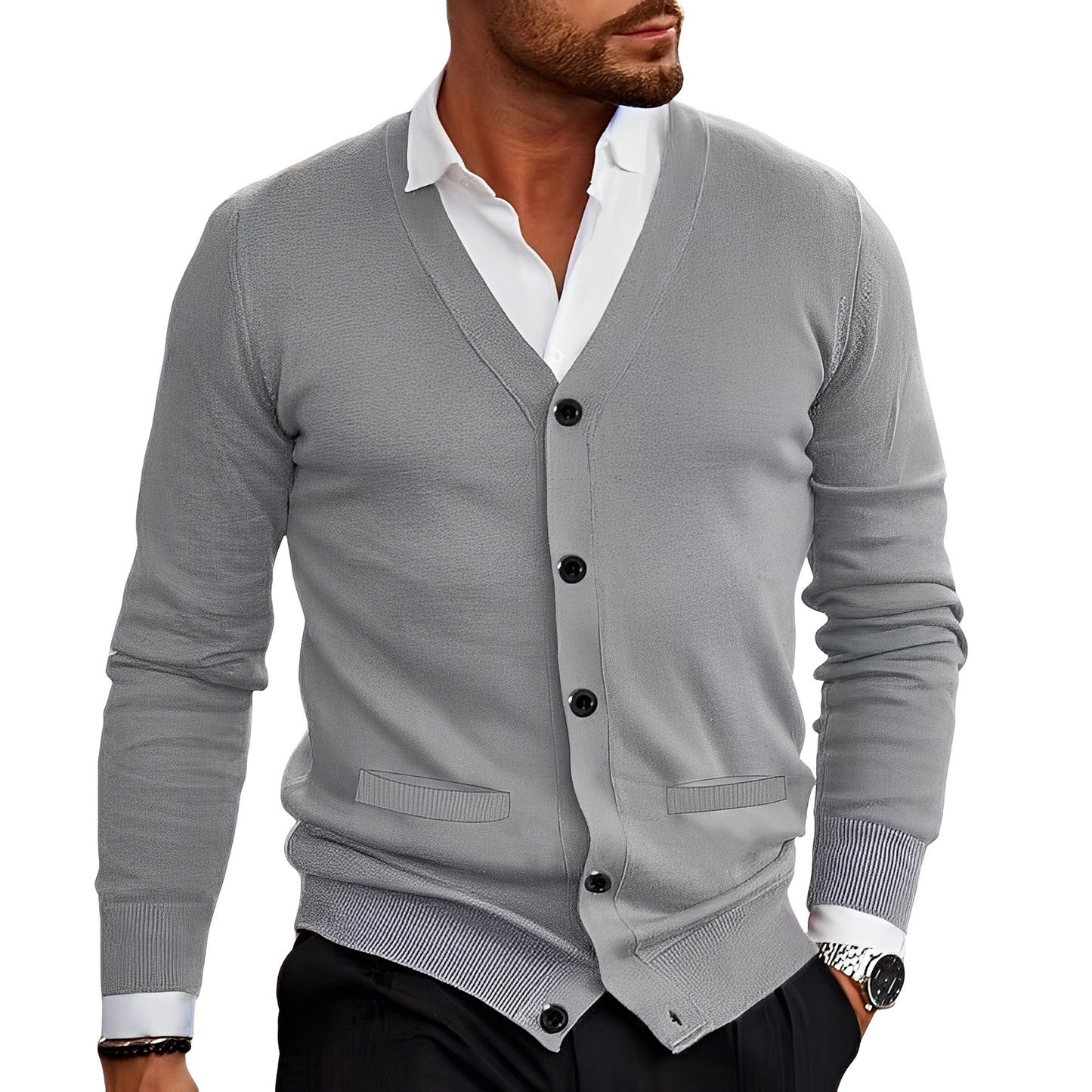 Bequemer Herren Cardigan Elegant Schwarz