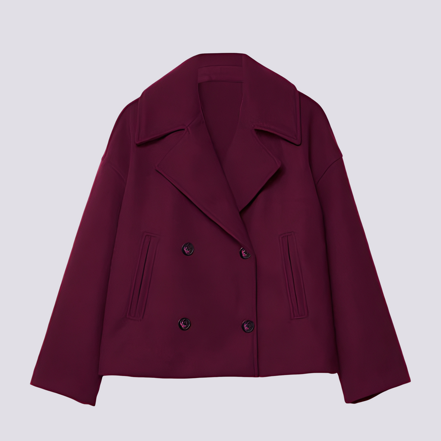 Stylische Damen Wolljacke Kurz Revers