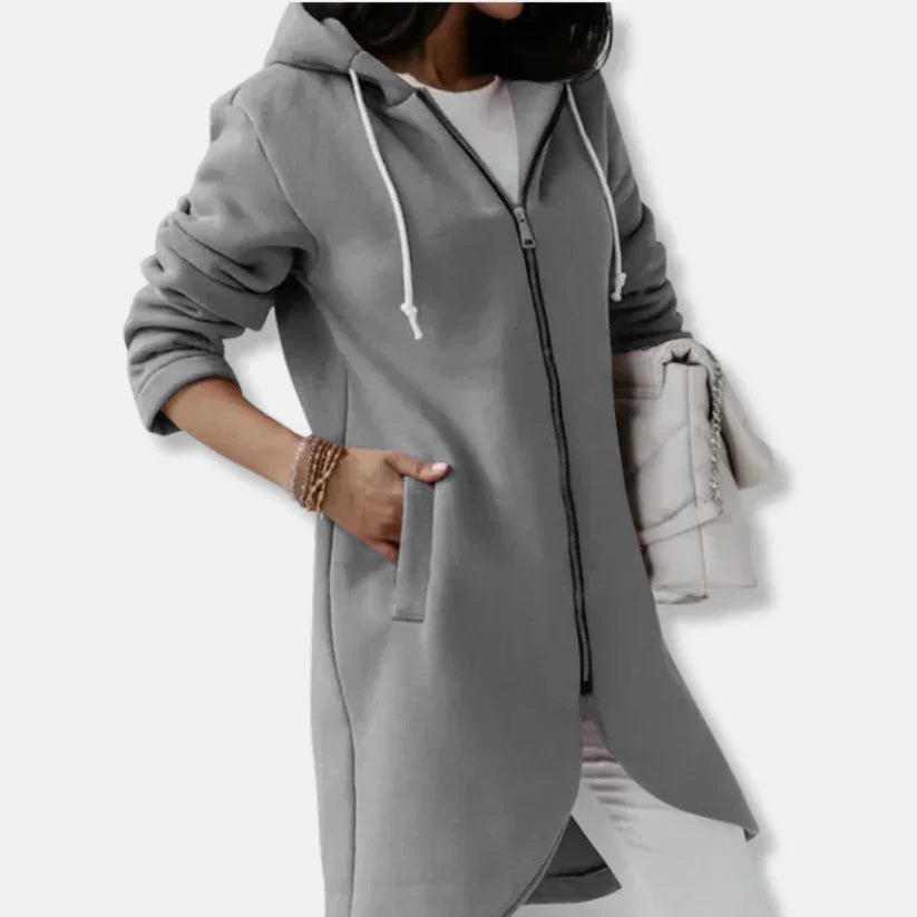 Lockere Sweatjacke Mit Kapuze Und Reißverschluss