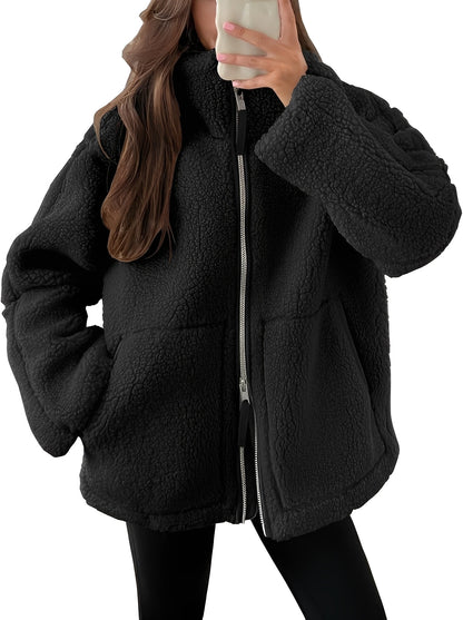 Stilvolle Damen Wolljacke Reißverschluss