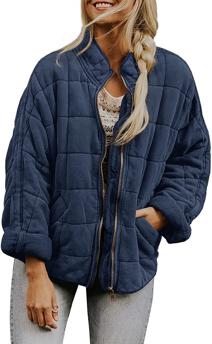 Frauen Winterjacke Plaid Mit Taschen