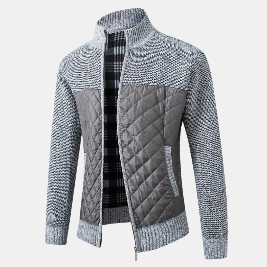Herren Strickjacke Stehkragen Eleganz