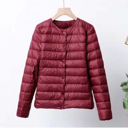 Daunenjacke Damen Slim Fit Leicht Wattierte Kapuzelessen Kurzjacke