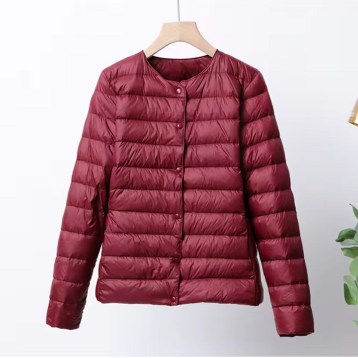 Daunenjacke Damen Slim Fit Leicht Wattierte Kapuzelessen Kurzjacke