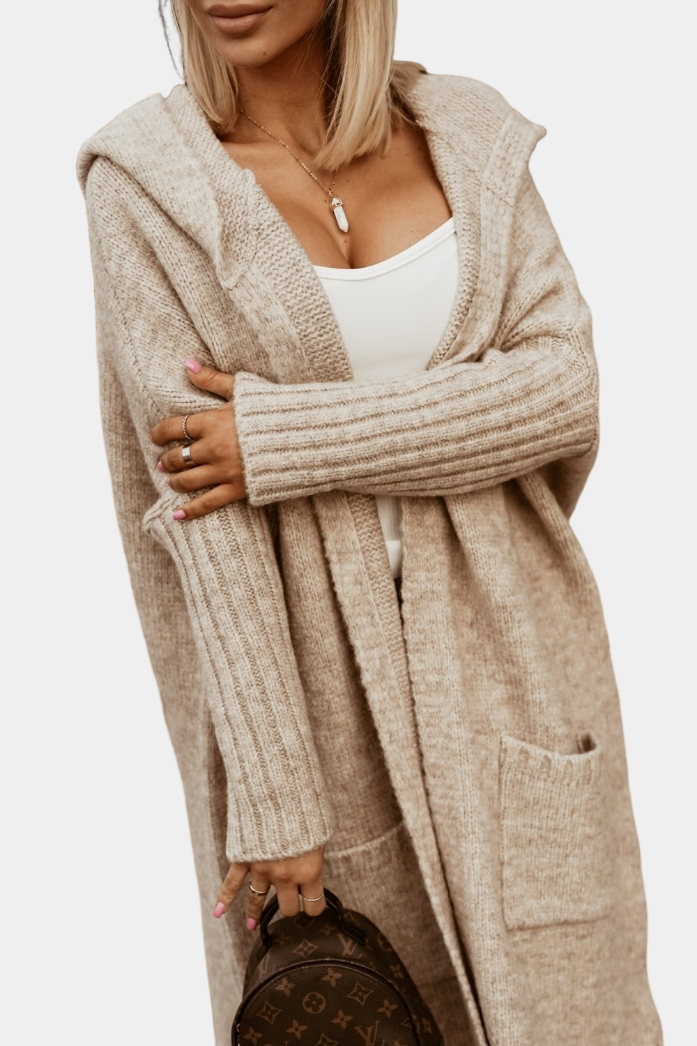 Damen Strickjacke Lang Bequem