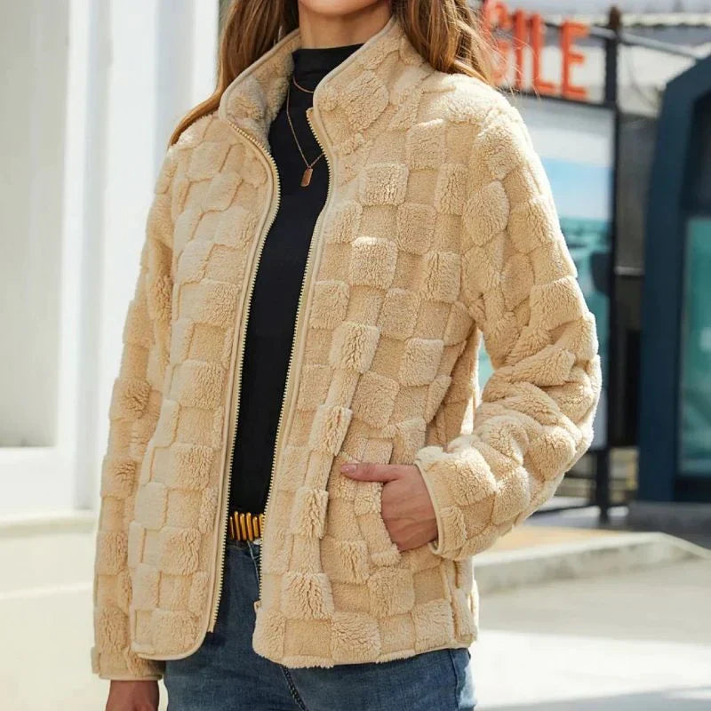 Karierte Winterjacke Damen Trendy