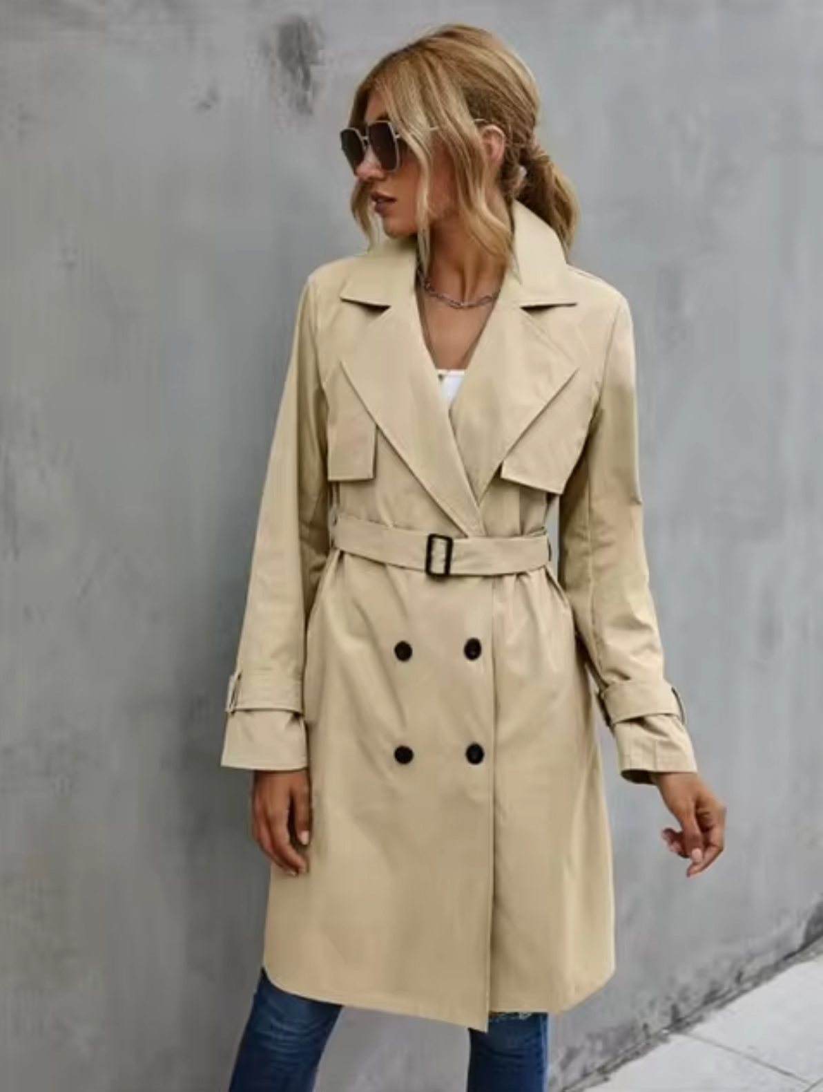Eleganter Trenchcoat Lang Damen Mantel