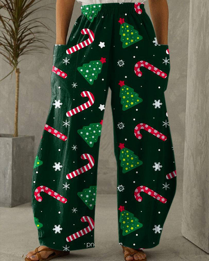 Weihnachtshose Freizeit Hose Mit Festlichem Druck - IdealeKleiden