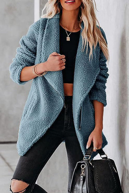 Lässige Lederjacke Reißverschluss Taschen
