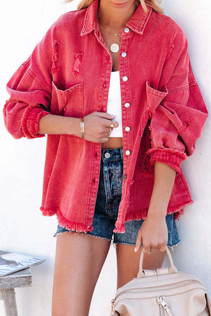 Mode Revers Jacke Ripped Jeans Langarm
