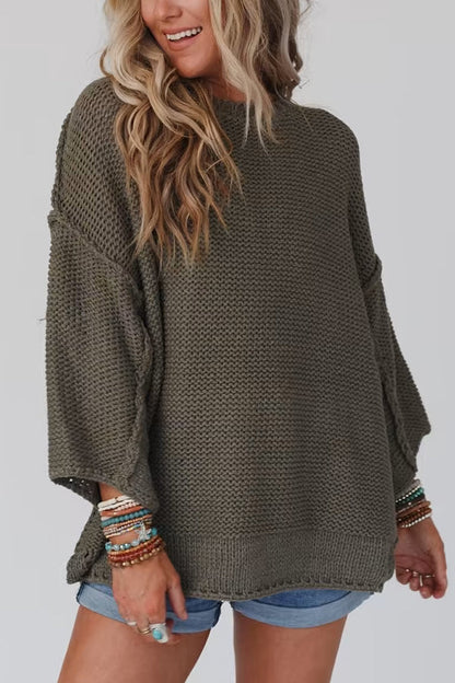 Bequemer Strickpullover Rundhals Damen
