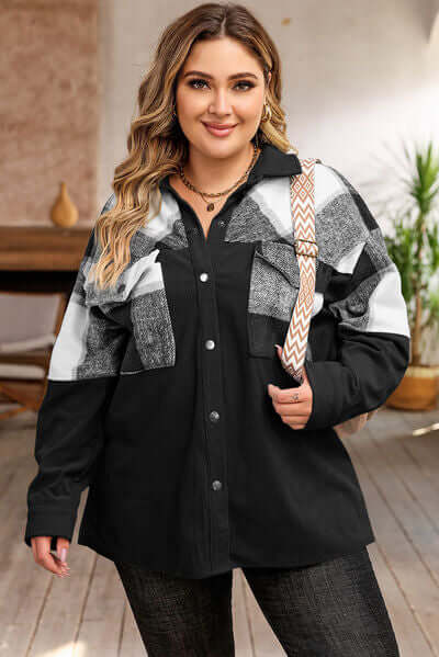 Große Größen Karo Jacke Damen Kurzjacke