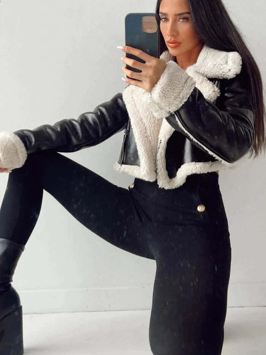 Damen Fleecejacke Kurz Warm - IdealeKleiden