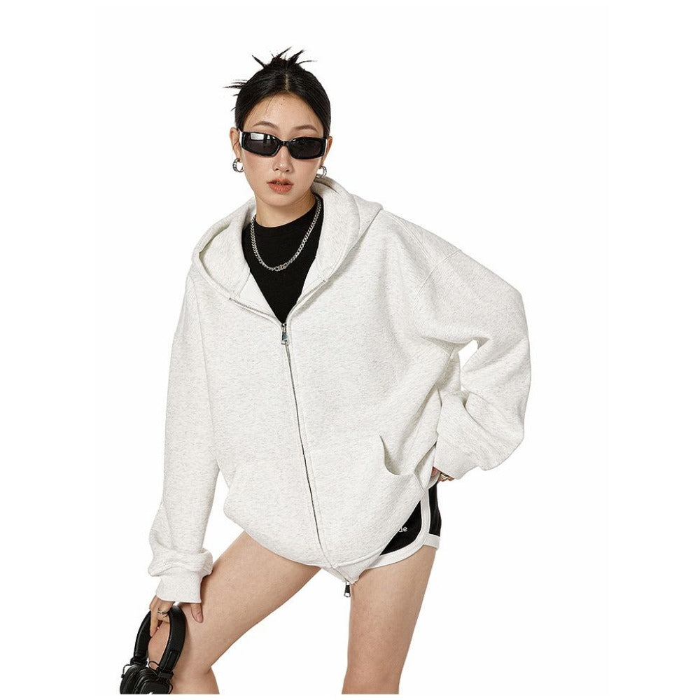 Damen Hoodie mit Reißverschluss Modern - IdealeKleiden