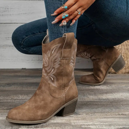 Retro Stiefel Frauen High Heels Schuhe