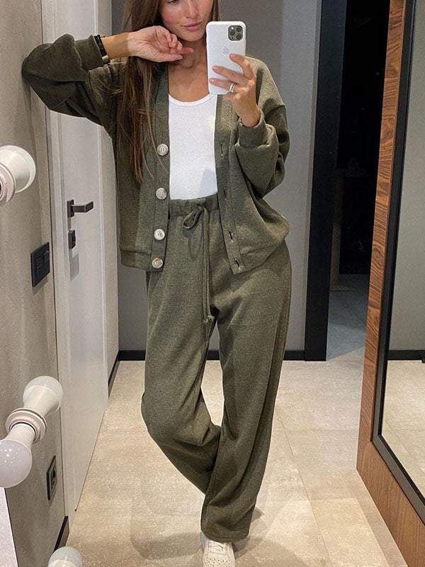 Kaschmir Set Damen Elegant V-Ausschnitt