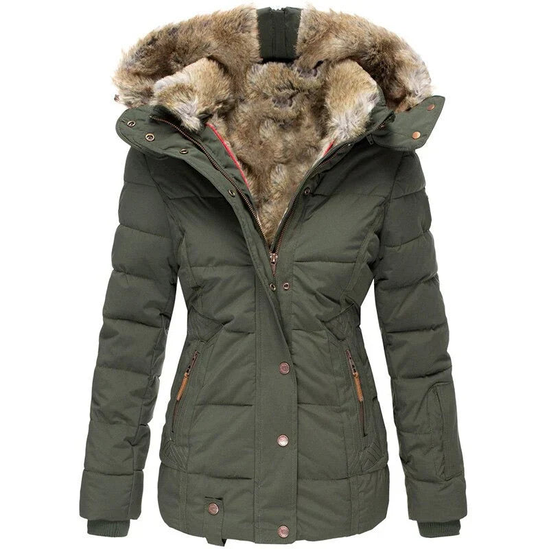 Winterjacke Damen Warm Futter Fellkapuze