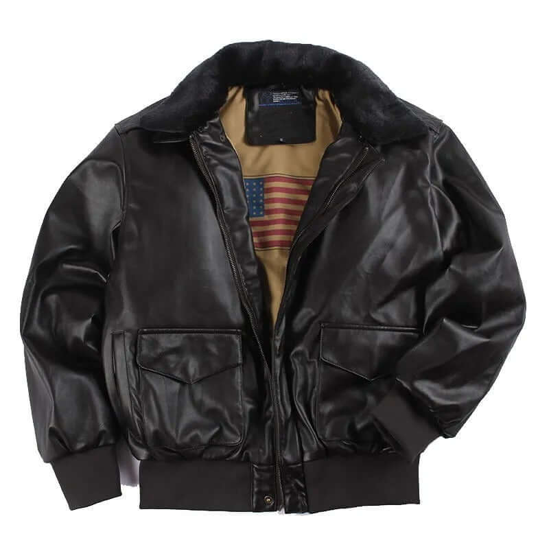 Herren Lederjacke Biker Style Taschen