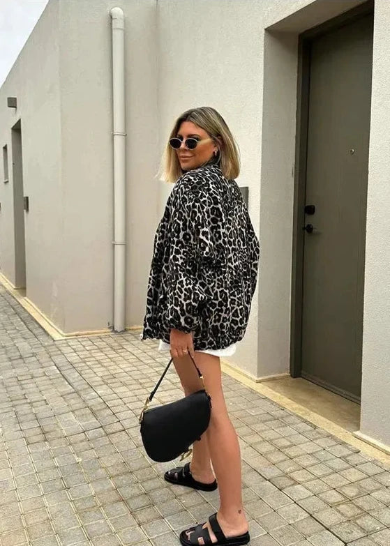 Stylische Leopardenjacke Damen Bomber - IdealeKleiden