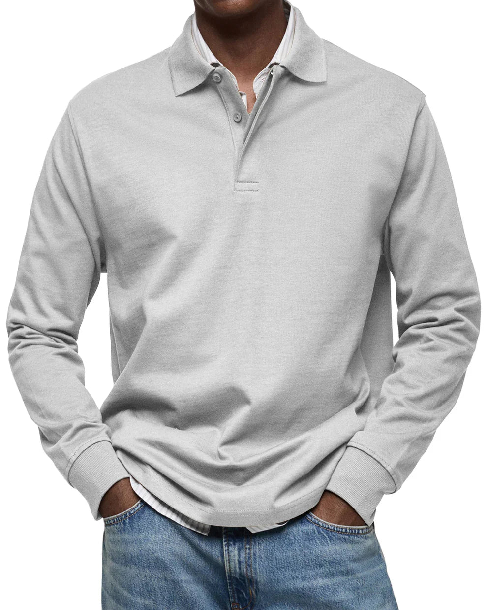 Elegantes Langarm-Poloshirt Herren klassisch