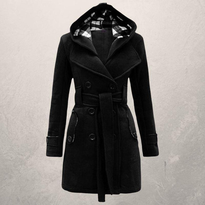 Klassischer Trenchcoat Zweireihig mit Kapuze