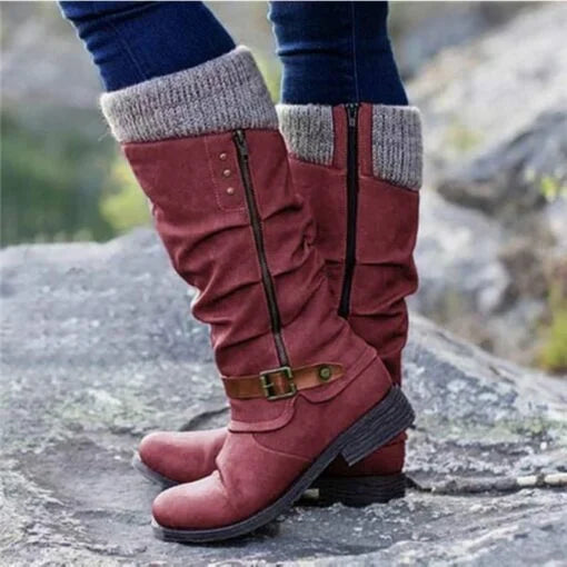 Stylische Knöchelstiefel Damen Schnalle