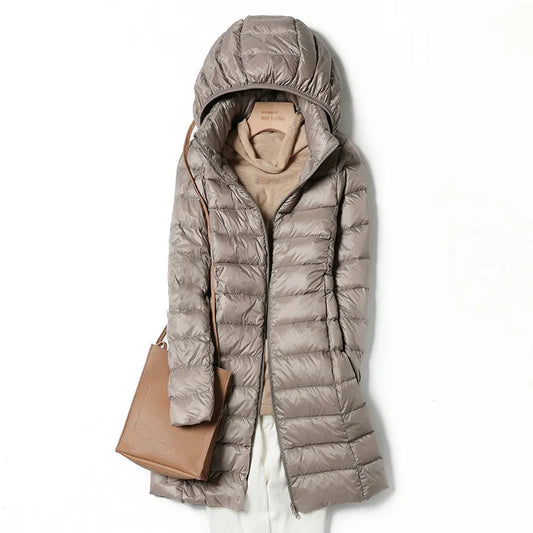 Damen Daunenmantel Warm Pelz-Kragen Winter - IdealeKleiden