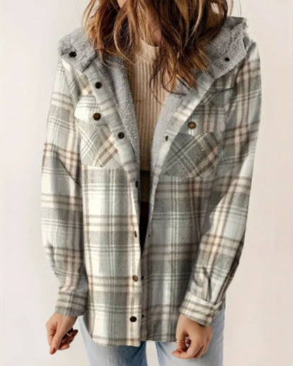 Kariertes Sherpa Jacket Damen