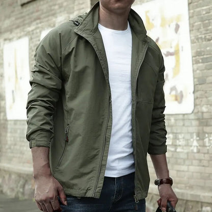 Herren Leichtjacke Sportlich Kapuze