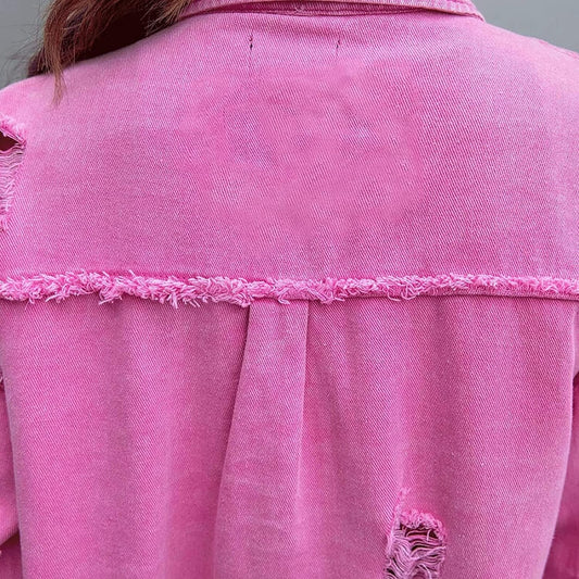 Richtige Ripped Denimjacke Übergröße - IdealeKleiden