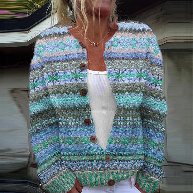 Lotte - Blauer Strickpullover Nordischer Stil