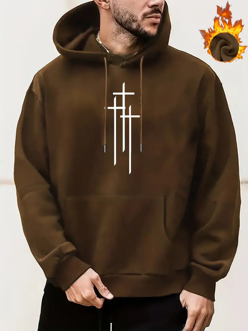 Herren Kapuzenpullover Cross-Print Trendy