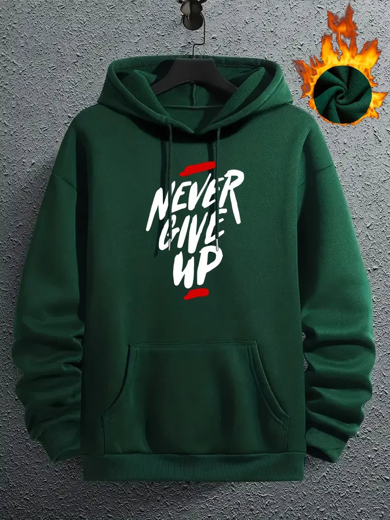 Motivations-Pullover für Männer Kapuze Grau