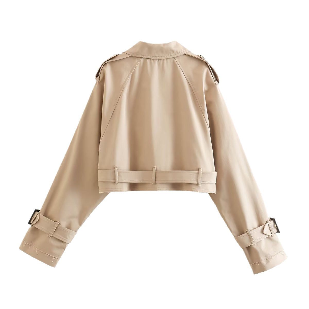 Eleganter Trenchcoat Damen Kurz Modern Gürtel - IdealeKleiden