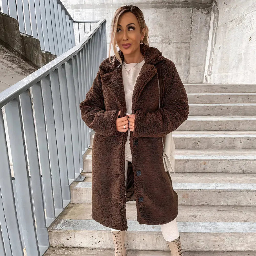Weicher Damen Kunstfell-Mantel Winter Chic