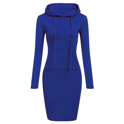 Modisches Hoodie Kleid mit Kapuze und Kängurutasche