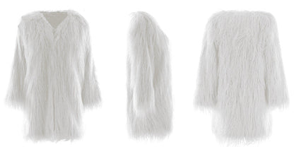 Damen Wintermantel Weich Flauschig Lang