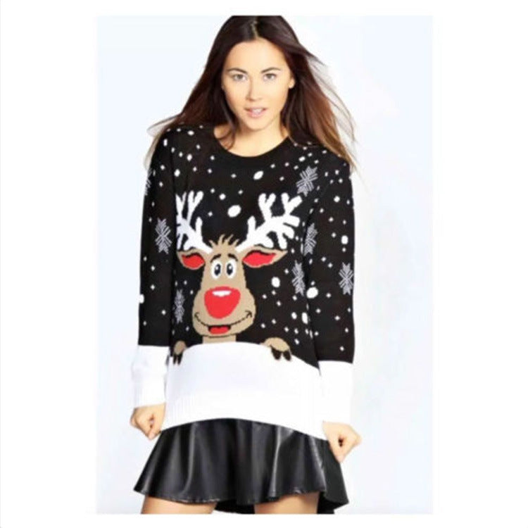 Weihnachts-Pullover Damen Weich Fröhlich Rentier Design
