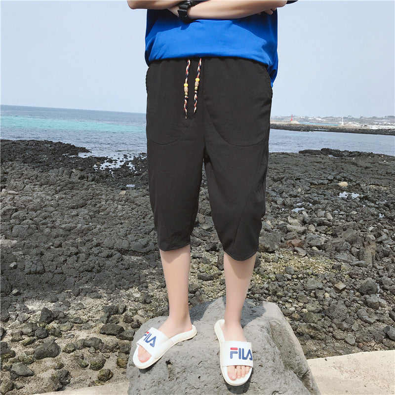 Herren Leinenhose Bequem Elastisch Freizeit