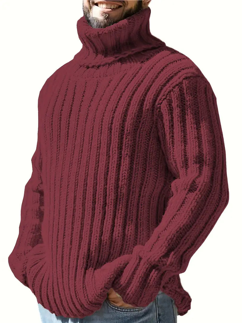 Einfarbig Rollkragen Pullover Herren Mode