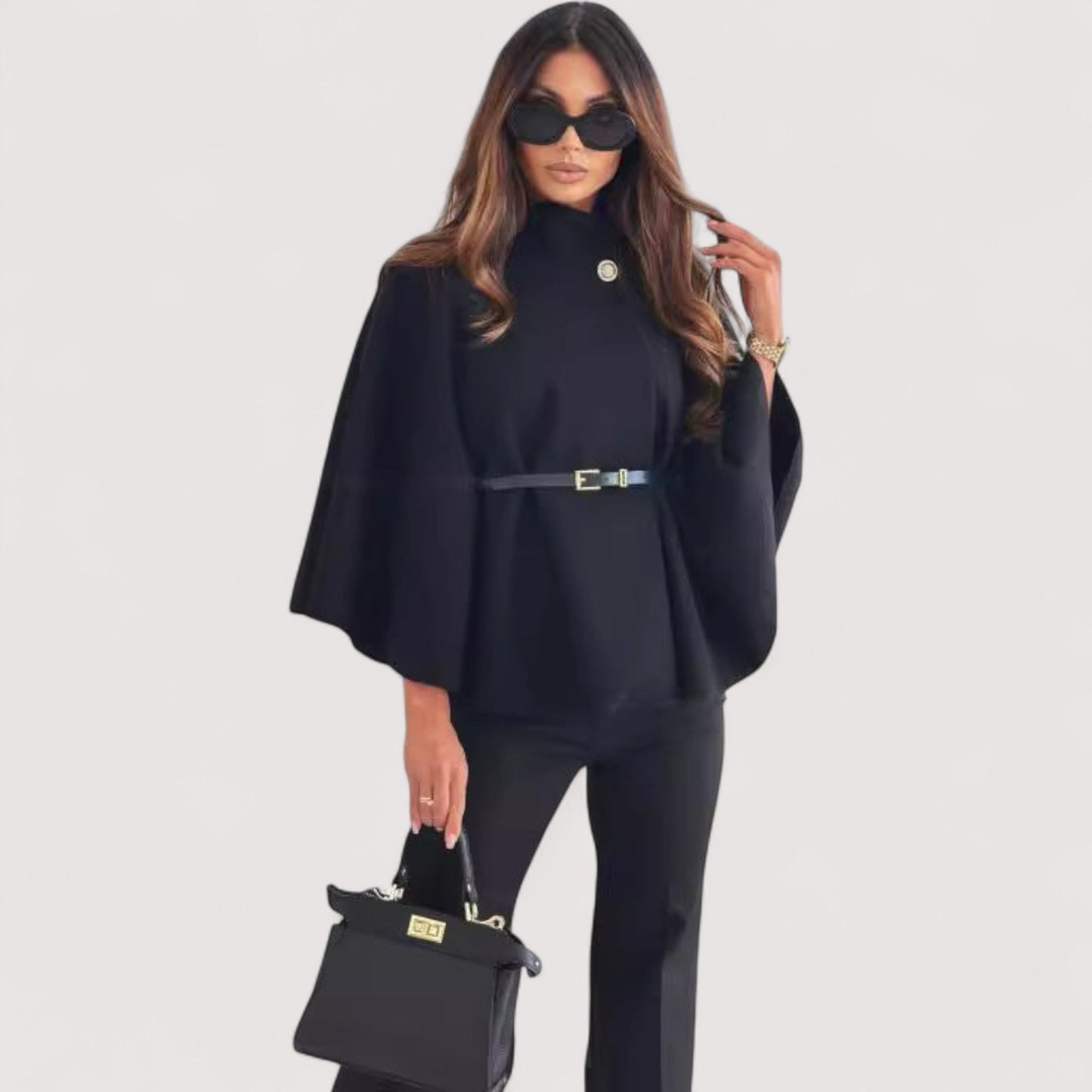 Elegante Frauenjacke Schmetterlingsmuster Mit Gürtel