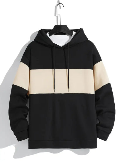 Herren Hoodie Langarm Kontrastkapuze Modern - IdealeKleiden
