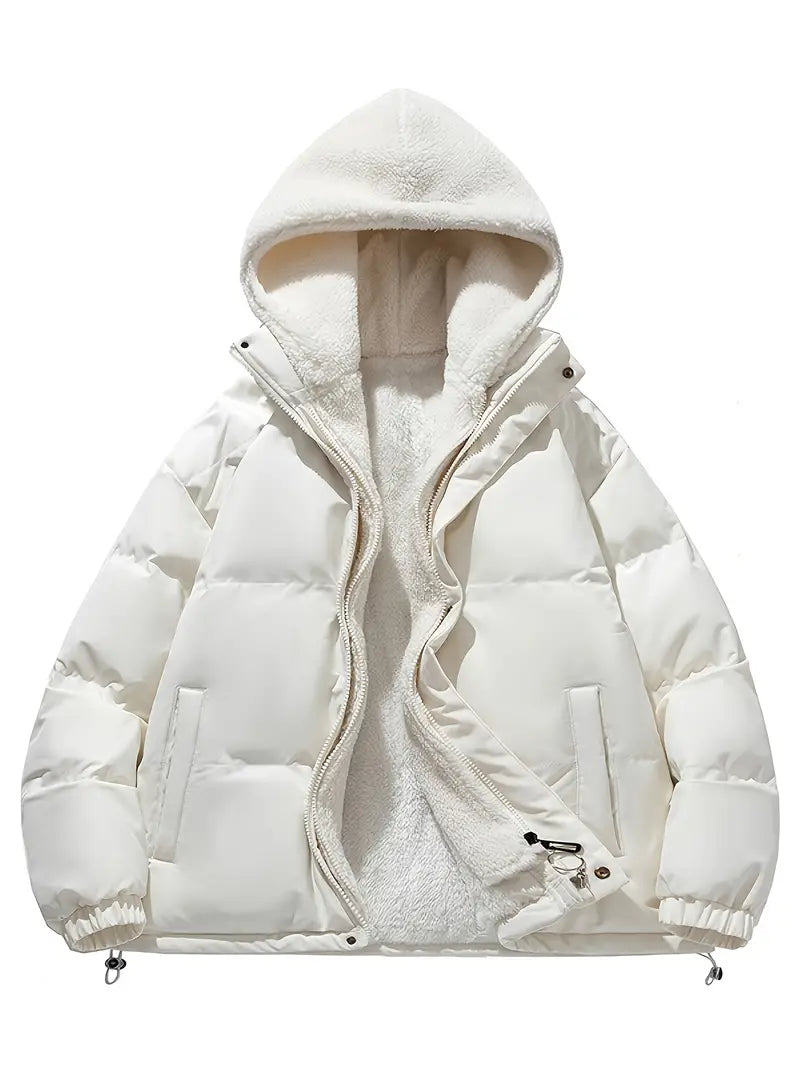 Stylische Winterjacke Fleece Kapuze Warm