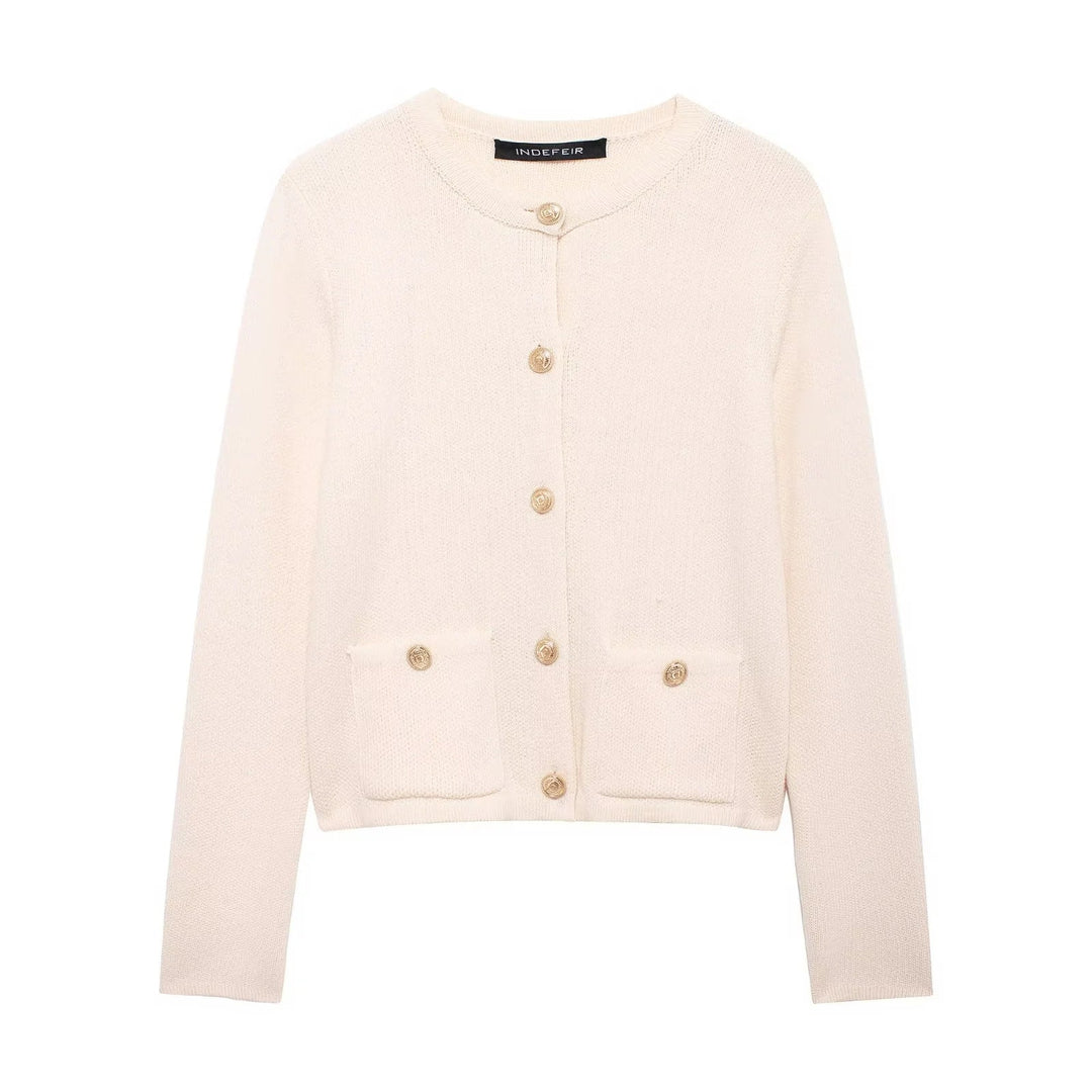 Stylischer Damen Cardigan mit Goldknöpfen