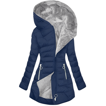 Warmes Winterkleid Frauen Plüschmantel Kapuze