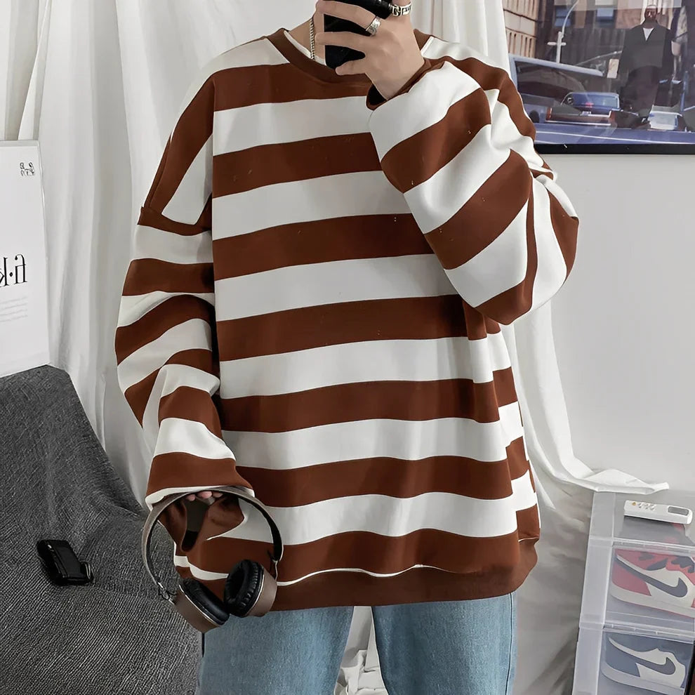 Herren Oversize Pullover Streifen Design