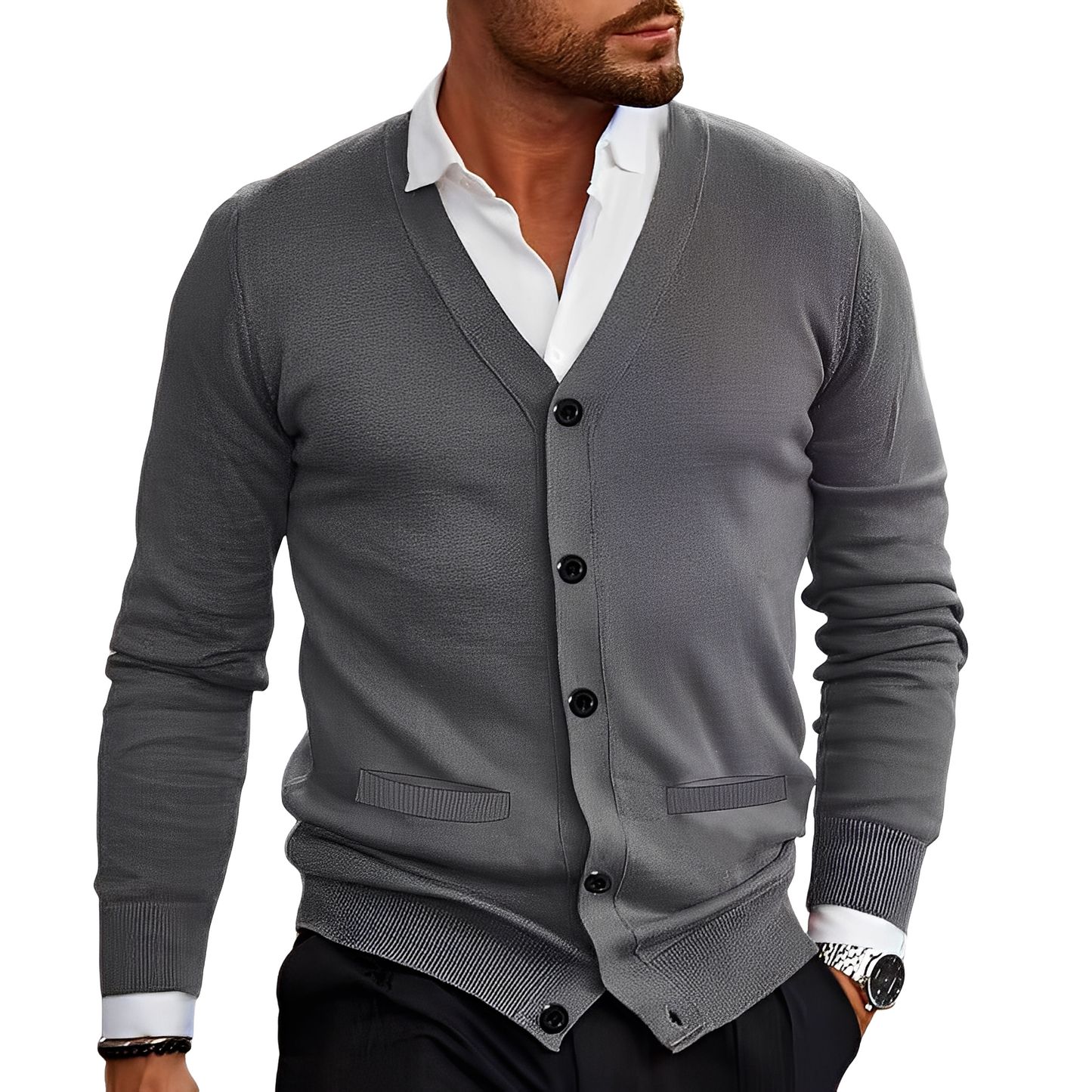 Bequemer Herren Cardigan Elegant Schwarz