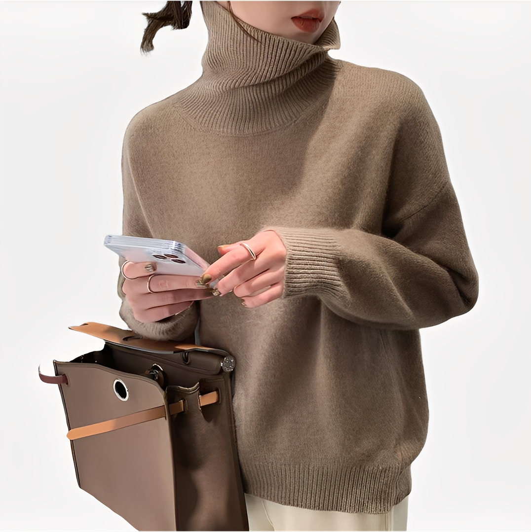 Stilvoller Damen Pullover Rollkragen Eleganz