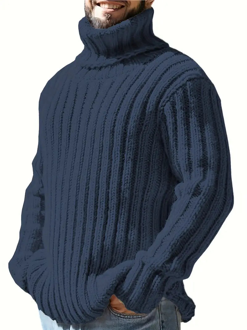 Einfarbig Rollkragen Pullover Herren Mode